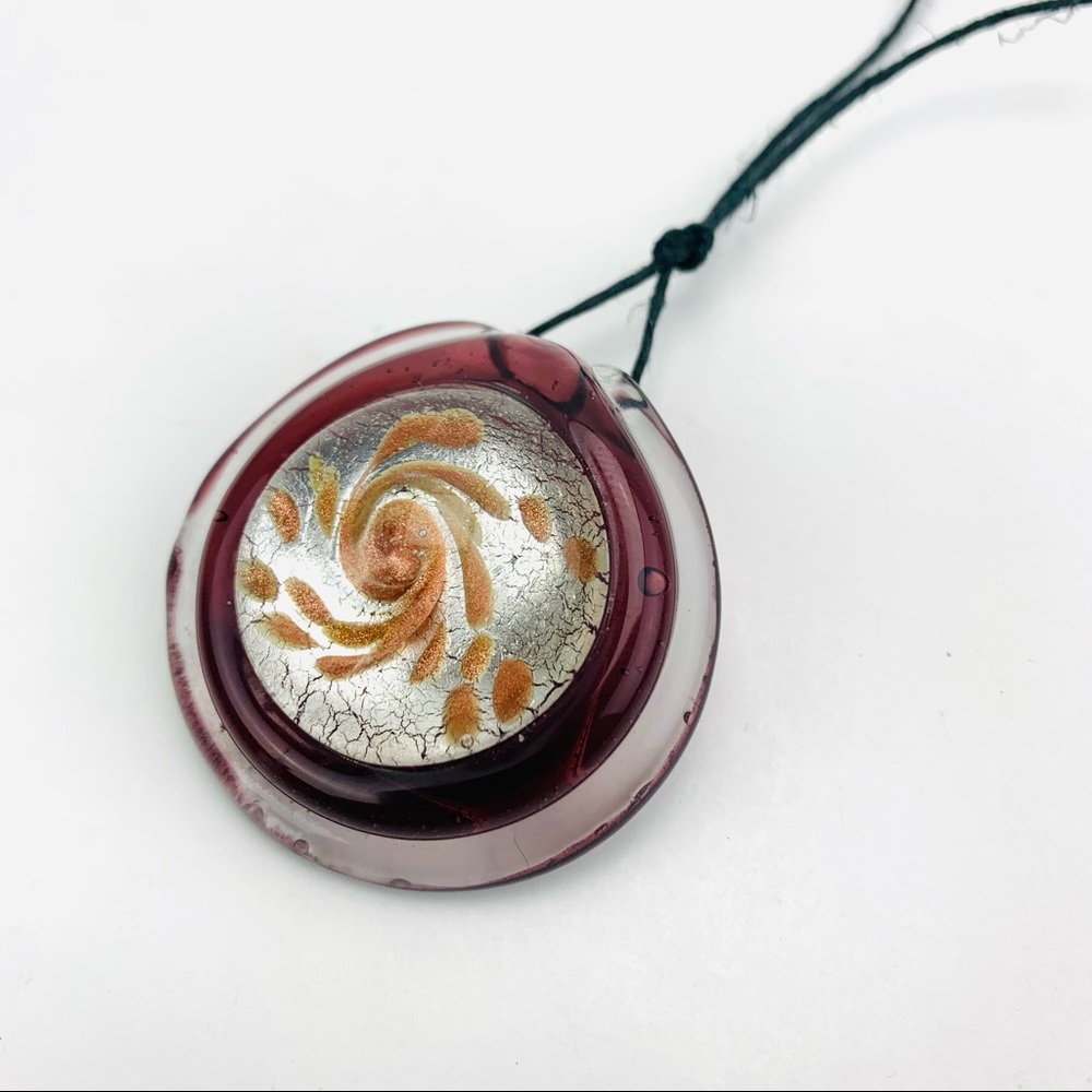 Glass Pendant Clear Amethyst Copper and Silver Lamp Glass Pendant